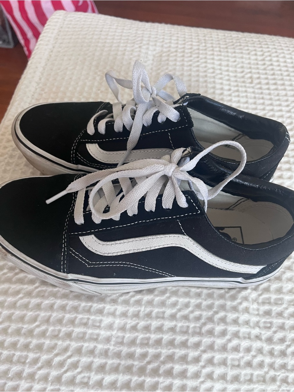 Black & White Vans Sneakers - Platform Low Top